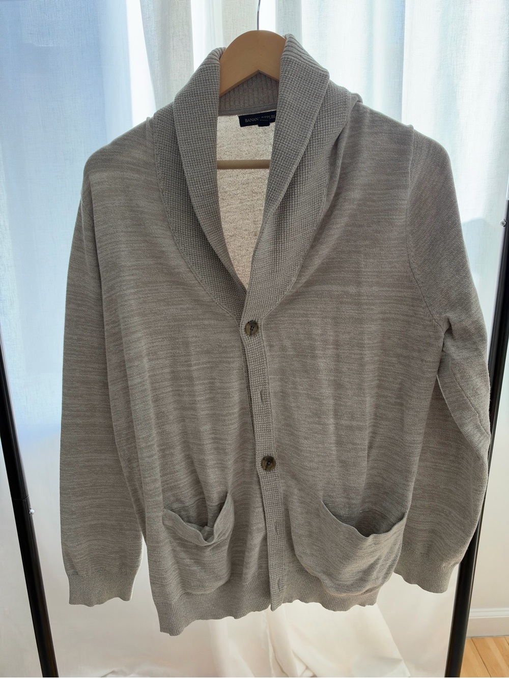 Banana Republic Men’s Shawl Collar Cardigan - Light Gray